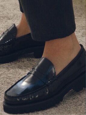 Margaux Louisa Penny Loafer in Black Leather